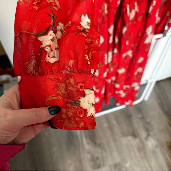 Indigo Rose Flowy Red Wrap Dress - Picture 7 of 9